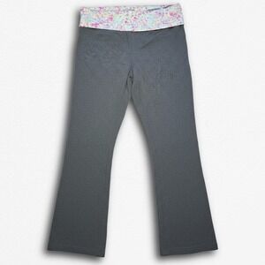 Yoga Pants Flare Leg Foldover Star Waistband Gray Womens